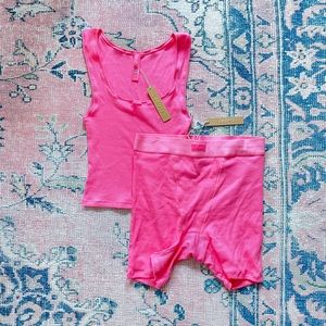 (SOLD) SKIMS Cotton Rib Set in Sugar Pink